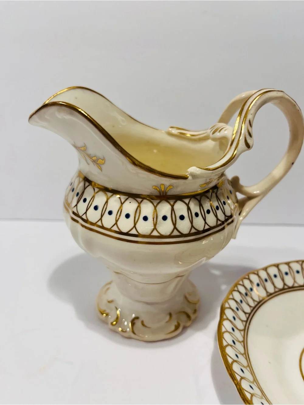 Antique Early 19th Century English Glazed Porcelain & Hand Gilded Tea Set